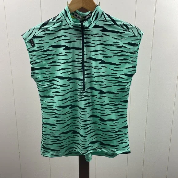SOLD Jamie Sadock NWT Cap Sleeve Le Tiger 1/4 Zip Golf Shirt - Picture 1 of 4